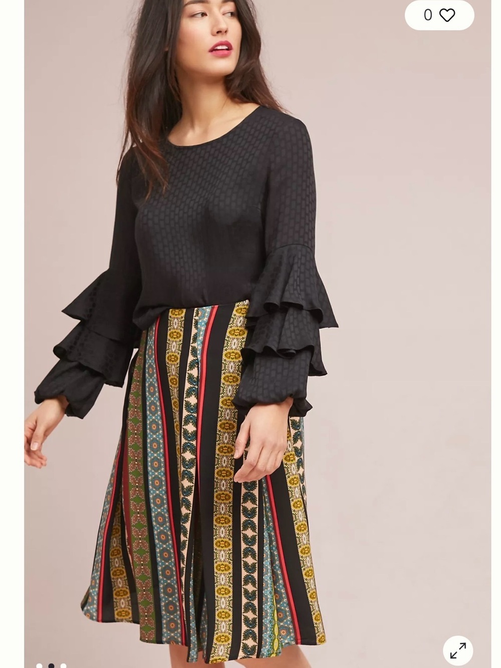 Anthropologie Eri + Ali Scarf Printed A-line Midi Skirt